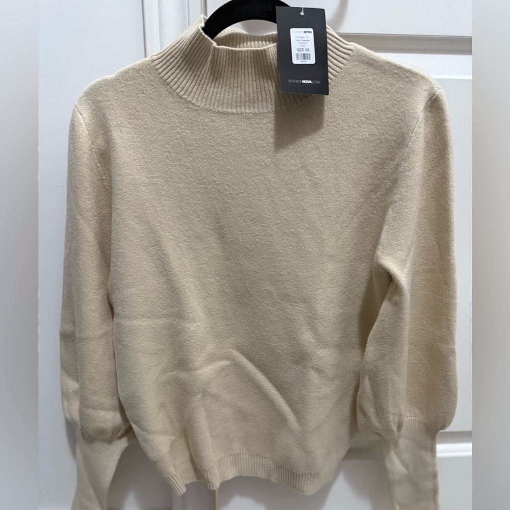 FashionNova Cream Turtleneck Sweater